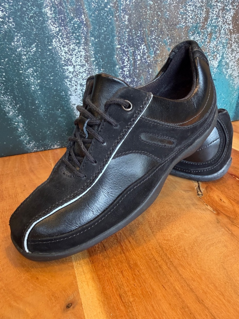 Clarks Minimalist Comfort Leather Suede Lace Up Shoes Black